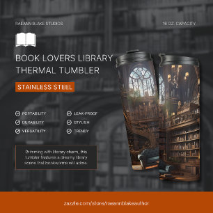 Garrafa Térmica Biblioteca de Amantes de Livros Copo Térmico