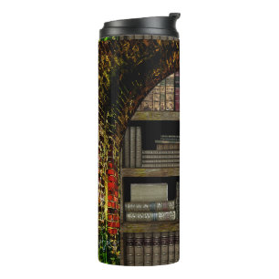 Garrafa Térmica Biblioteca de Livros Antigo