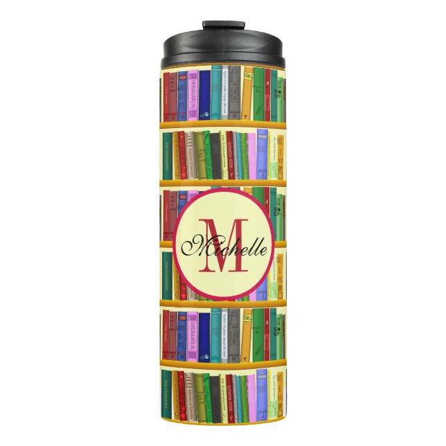 Garrafa Térmica Biblioteca do gênio. Livros para estudantes inteli (Frente)