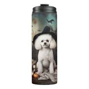 Garrafa Térmica Bichon Frise Abóboras Halloween Assustador