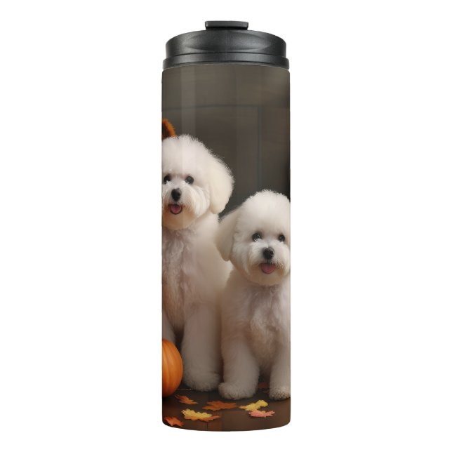 Garrafa Térmica Bichon Frise Puppy Autumn Delight Pumpkin (Frente)