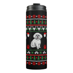 Garrafa Térmica Bichon Frise Ugly Christmas Sweater