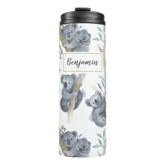 Garrafa Térmica Bichos Cachorros Koala Bebê Personalizado (Frente)