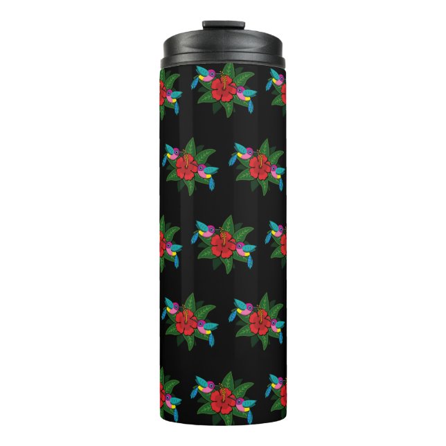 Garrafa Térmica Bichos-do-mato-bonitos no Hibiscus Flower Cartoon (Frente)