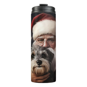 Garrafa Térmica Biewer Terrier com Papai Noel Natal Festivo