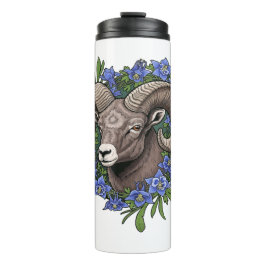 Garrafa Térmica Bighorn Sheep And Blue Colorado Columbine Flowers 