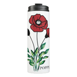 Garrafa Térmica Birth Month Flower August Poppy