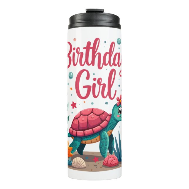 Garrafa Térmica Birthday Girl Sea Turtle Theme Birthday Party Ocea (Frente)