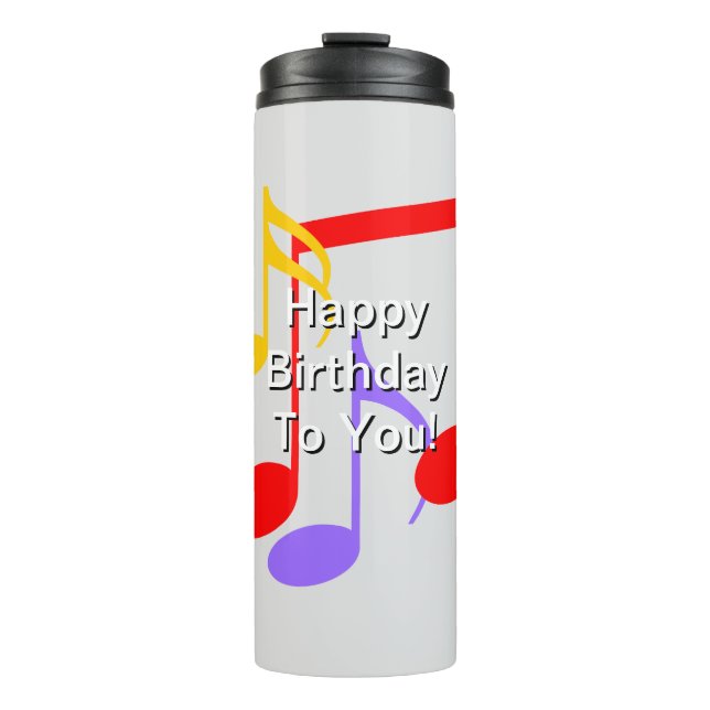Garrafa Térmica Birthday Music Notes   (Frente)