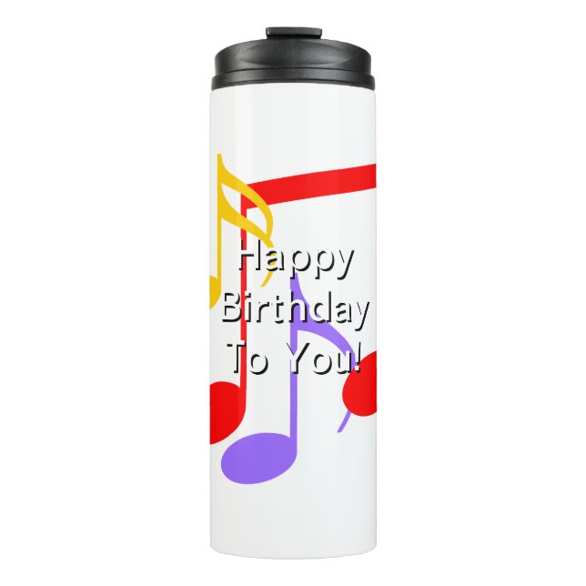 Garrafa Térmica Birthday Music Notes   (Frente)