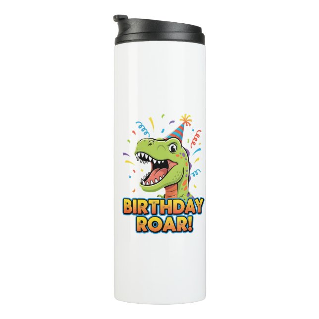 Garrafa Térmica Birthday Roar Cute Dinosaur Birthday Party Design (Rotação à direita)