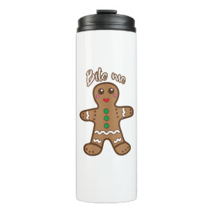 Garrafa Térmica Bite-Me Gingerpão Engraçado Cookie Natal Graças