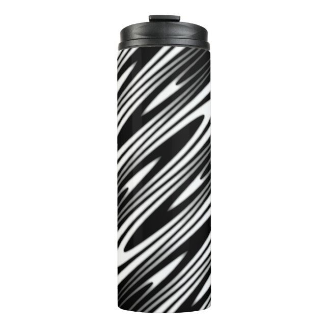Garrafa Térmica black and white wavy seamless organic pattern (Frente)