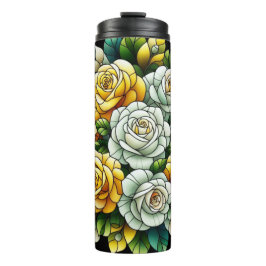 Garrafa Térmica Black Background With Yellow Roses
