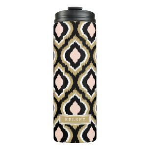 Garrafa Térmica Black Blush e Dourado Monograma de Ikat marroquino