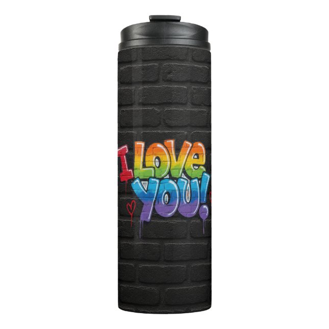 Garrafa Térmica Black Brick Wall with Graffiti “I Love You!” (Frente)