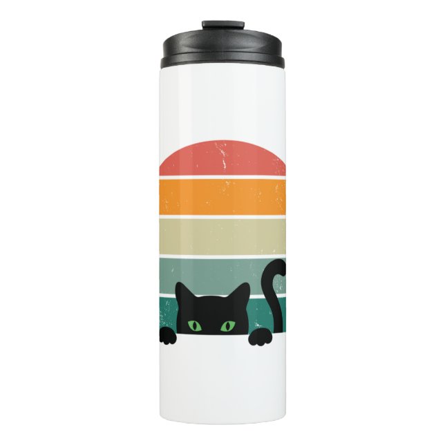 Garrafa Térmica Black Cat Peeking Sunset Vintage 3 (Frente)