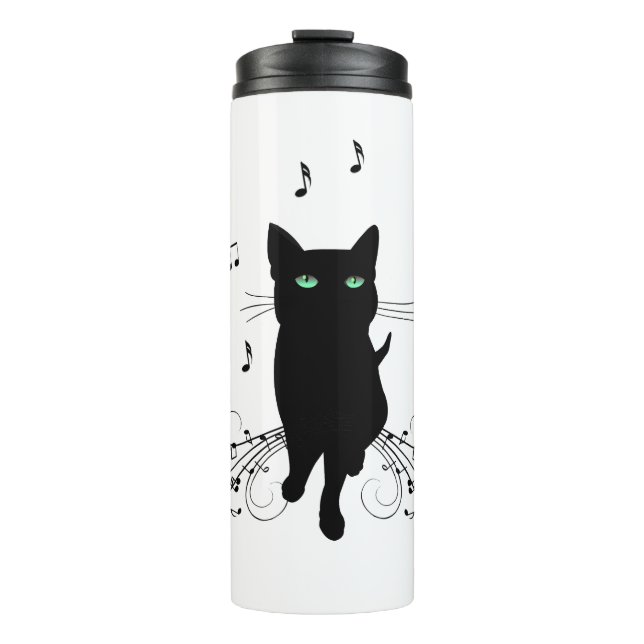 Garrafa Térmica Black Cat Surrounded by Whispering Notes of Music (Frente)