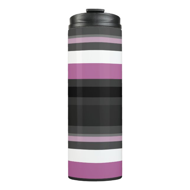 Garrafa Térmica Black, Cinza e White Stripes (Frente)