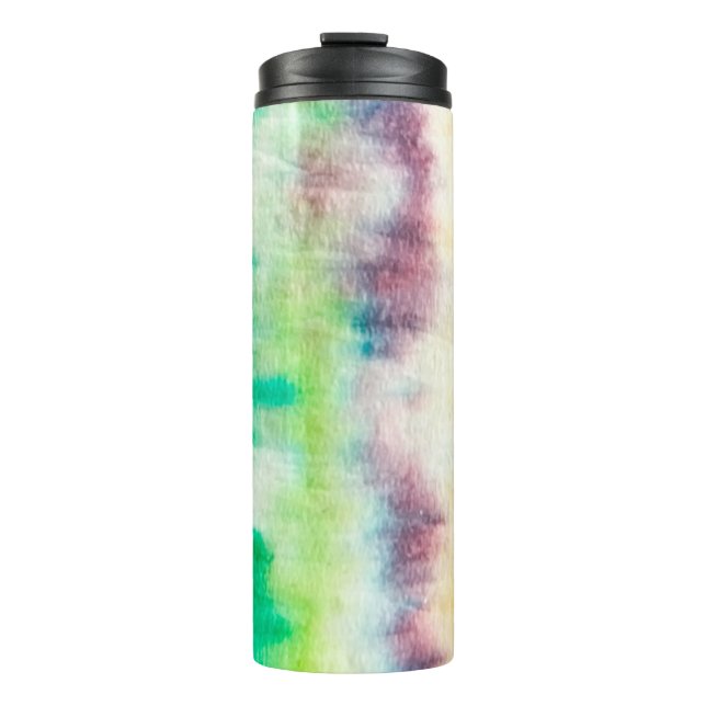 Garrafa Térmica Black Dirty Art Paint. Shibori Pattern. Pink Brush (Frente)