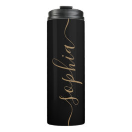 Garrafa Térmica Black Gold Script Custom Thermal Tumbler