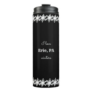Garrafa Térmica Black I Love Custom City Snowflake Patterke