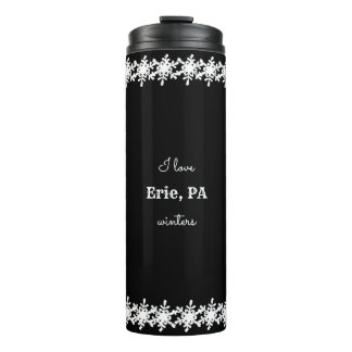 Garrafa Térmica Black I Love Custom City Snowflake Patterke