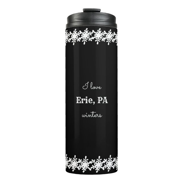 Garrafa Térmica Black I Love Custom City Snowflake Patterke (Frente)