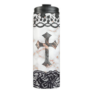 Garrafa Térmica Black Lace Cross em Marble