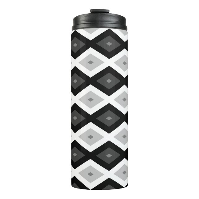 Garrafa Térmica Black, white and grey diamond pattern (Frente)