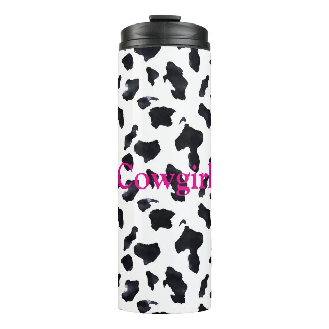 Garrafa Térmica Black White Cow Print Cowgirl (Frente)