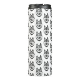 Garrafa Térmica Black & White Ink & Watercolor Siberian Husky