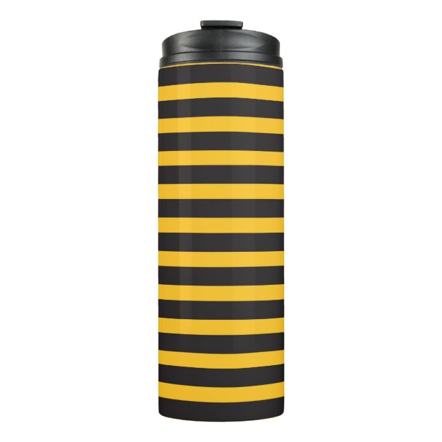 Garrafa Térmica Black Yellow Horizontal Lines Geometric Bee Animal (Frente)