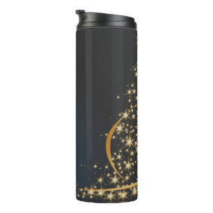 Garrafa Térmica Blaues Weihnachtsmočimit goldenem Weihnachtsbaum