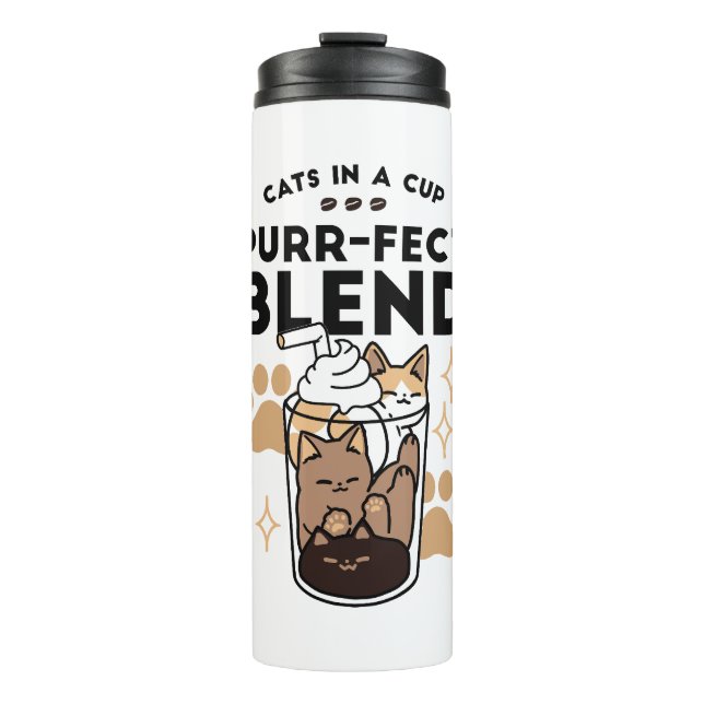 Garrafa Térmica Blend Puro: Arte de Gato e Café para Pet-Lovers (Frente)