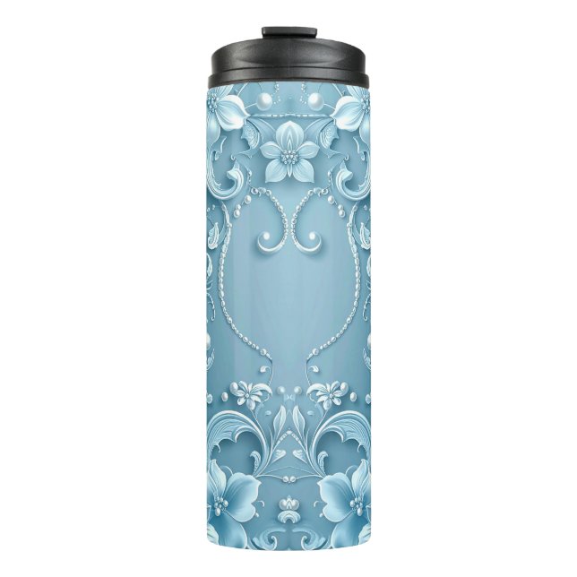 Garrafa Térmica Blue Decorative Floral Thermal Tumbler (Frente)