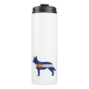 Garrafa Térmica Blue Heeler Dog Break Silhouette Colorado Flag