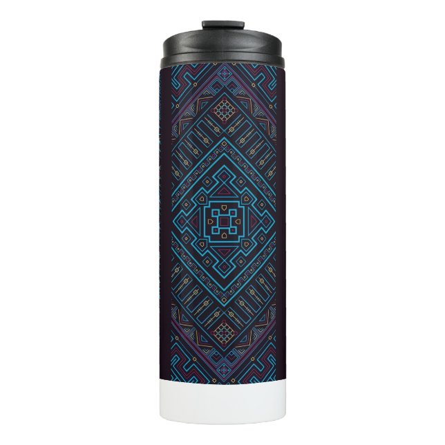 Garrafa Térmica Blue Tribal Geometric Pattern Thermal Tumbler (Frente)