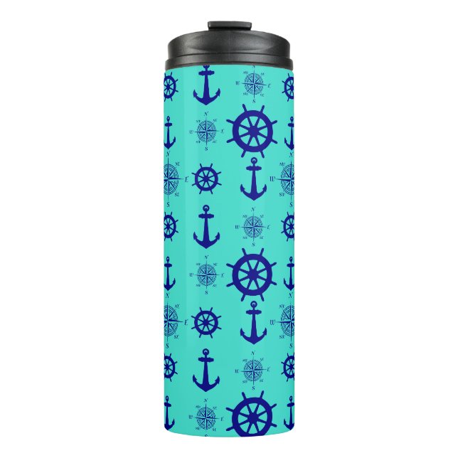 Garrafa Térmica Blue Turquoise Nautical Coastal Boating (Frente)