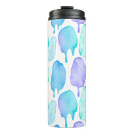 Garrafa Térmica Blue Turquoise Watercolor Droplet Pattern