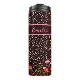 Garrafa Térmica Blumen Muster mit Blumenwiese am Rand