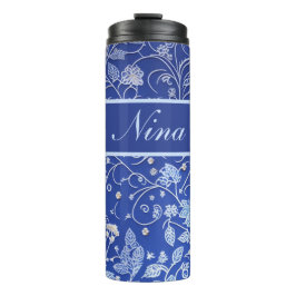 Garrafa Térmica Blumenmuster blau, hellblau