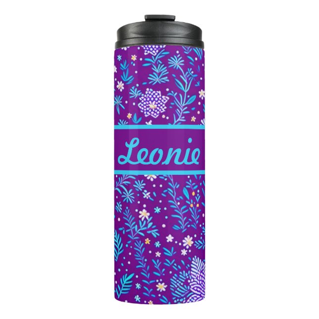 Garrafa Térmica Blumenmuster lila, türkise, pink (Frente)
