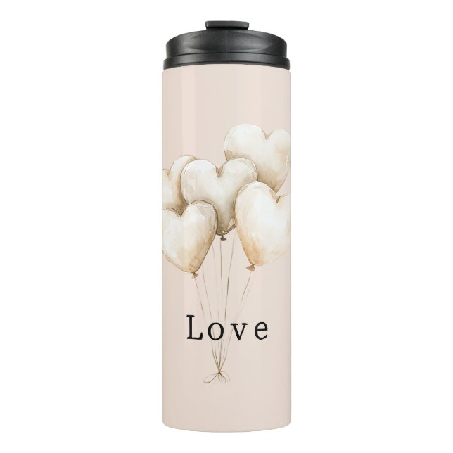 Garrafa Térmica Blush Cream Hearts Balloons Love (Frente)