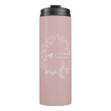 Blush Dusty Pink Modern Script Girly Monograma Nom