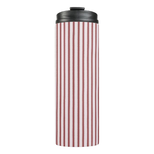 Garrafa Térmica Blush Pink Red Stripes Christmas (Frente)