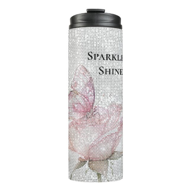 Garrafa Térmica Blush Pink Rose Butterfly Sparkle  (Frente)