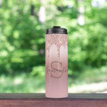 Blush Rosa Drip Glitter Monograma Tendência Ouro R