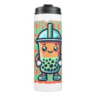 Garrafa Térmica Boba Bubble Tea Kawaii Cute Cartoon