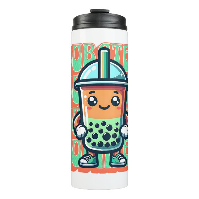 Garrafa Térmica Boba Bubble Tea Kawaii Cute Cartoon (Frente)